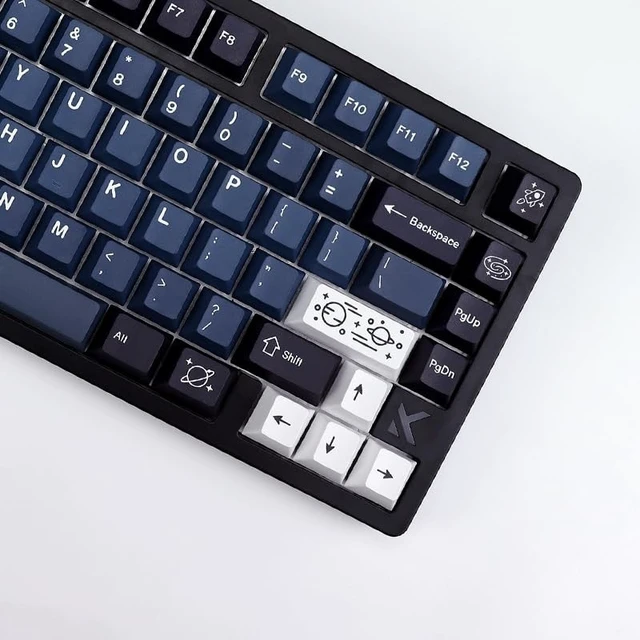 Alt view image 3 of 5 - KBDiy 143 Keys Galaxy Keycaps, Dye-Sublimation PBT Custom Keycap Set for Cherry Profile, Planet Blue Black Key caps Customized Pattern Keycaps for Cherry Gateron MX Switches Mechanical Keyboards