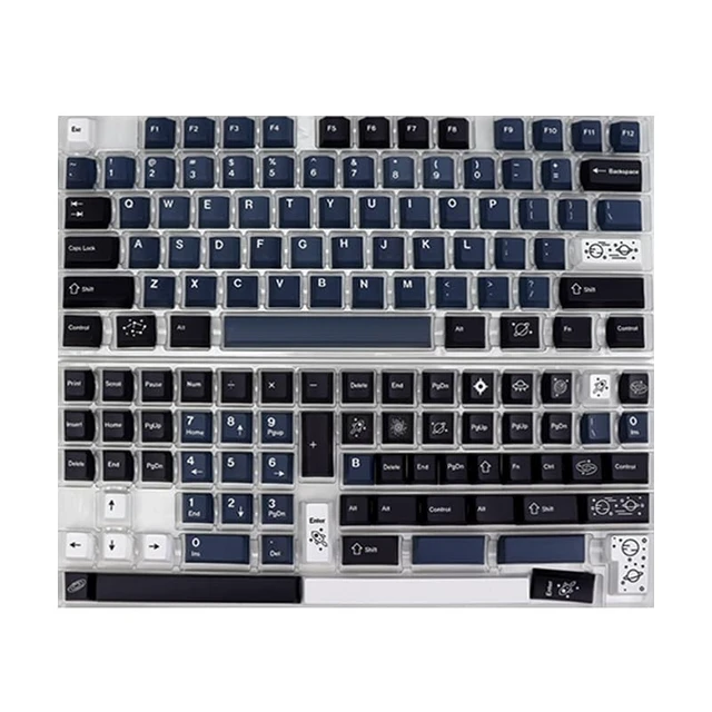 Alt view image 2 of 5 - KBDiy 143 Keys Galaxy Keycaps, Dye-Sublimation PBT Custom Keycap Set for Cherry Profile, Planet Blue Black Key caps Customized Pattern Keycaps for Cherry Gateron MX Switches Mechanical Keyboards