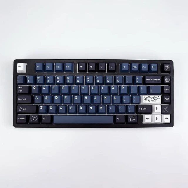 Main image of KBDiy 143 Keys Galaxy Keycaps, Dye-Sublimation PBT Custom Keycap Set for Cherry Profile, Planet Blue Black Key caps Customized Pattern Keycaps for Cherry Gateron MX Switches Mechanical Keyboards