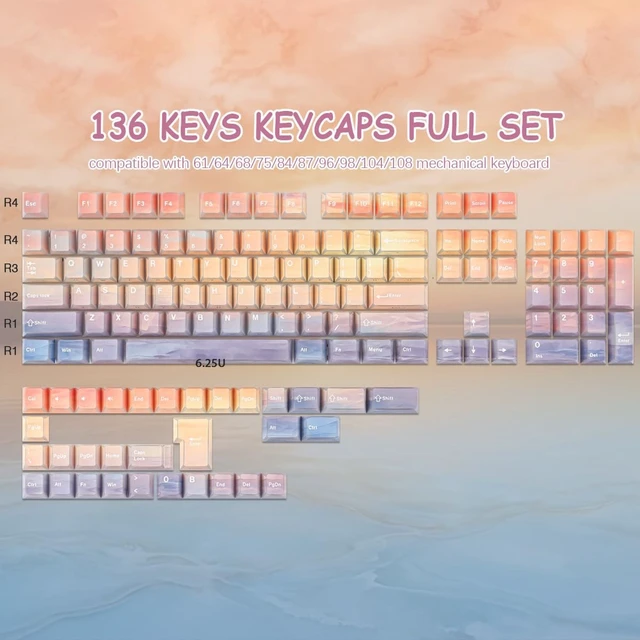 Alt view image 2 of 5 - Tsungup Custom Keycaps,137 Keys Cherry Cool Key Caps Keyboard Keycap Set