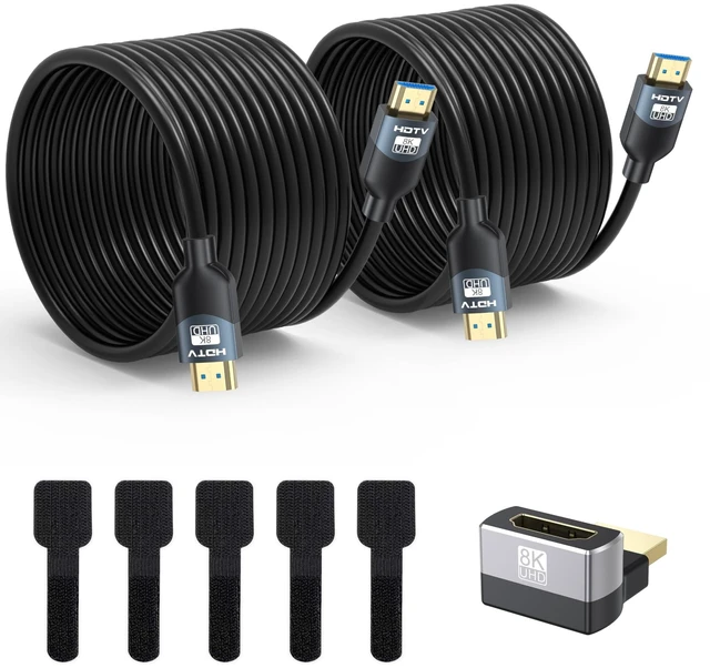 Main image of RyzzRooa HDMI 2.1 Cable 20FT 2-Pack, 48Gbps Ultra High Speed for Meeting