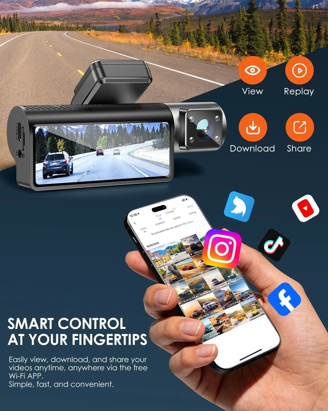 Alt view image 4 of 5 - iZEEKER 4K Dash Cam Front and Rear Inside, 3 Channel Dash Camera for Cars