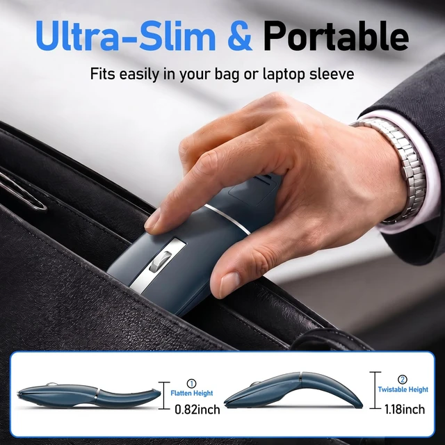 Alt view image 4 of 5 - Taimousetvs M9 Bluetooth Travel Mouse, 2.4 GHz, USB Receiver, Blue