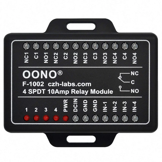 Main image of 4 SPDT 10Amp Power Relay Module for Raspberry Pi etc IoT Project, DC12V Version