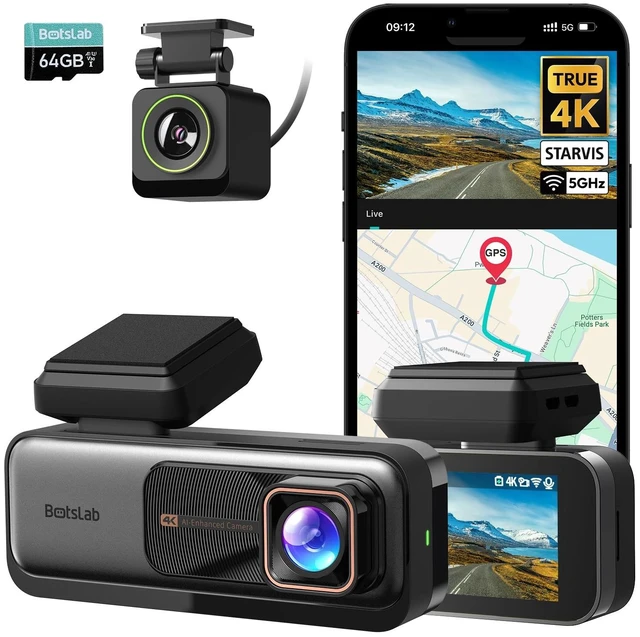 Main image of 4K Dash Cam Front and Rear, STARVIS Sensor, WDR, Free 64GB SD Card, 5.8GHz WiFi, Built-in GPS