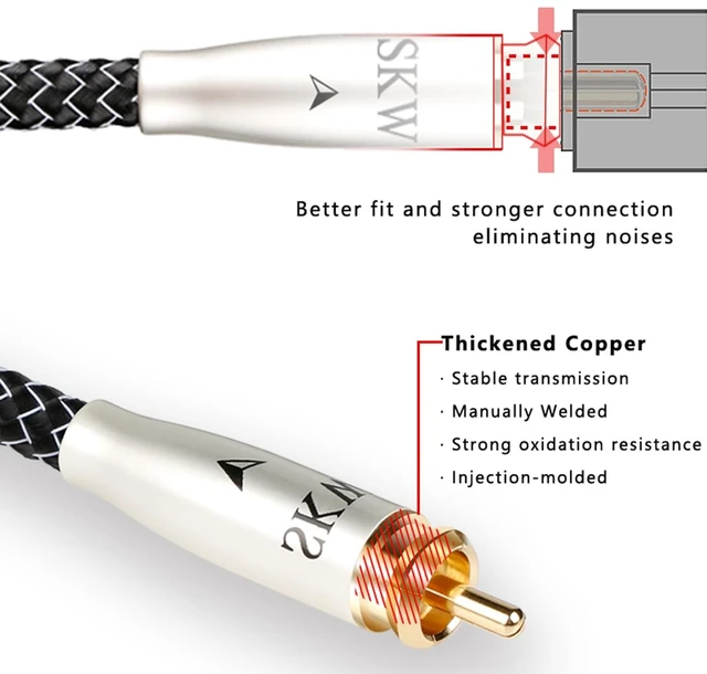 Alt view image 4 of 5 - SKW High-End WG Series 2RCA Interconnect Cable (6.5ft/2m) - Premium Audiophile Male to Male Audio Cable for Hi-Fi Systems