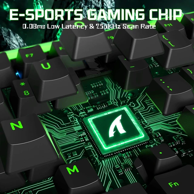 Alt view image 4 of 5 - ATTACK SHARK R98HE Wired RT 8K Mechanical RGB Gaming Keyboard-Black Green