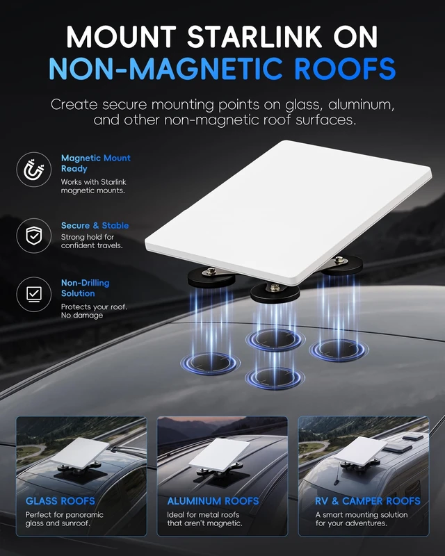 Alt view image 2 of 5 - Starlink Mini/Gen 3 Adhesive Metal Plates for Magnetic Mount, 4-Pack