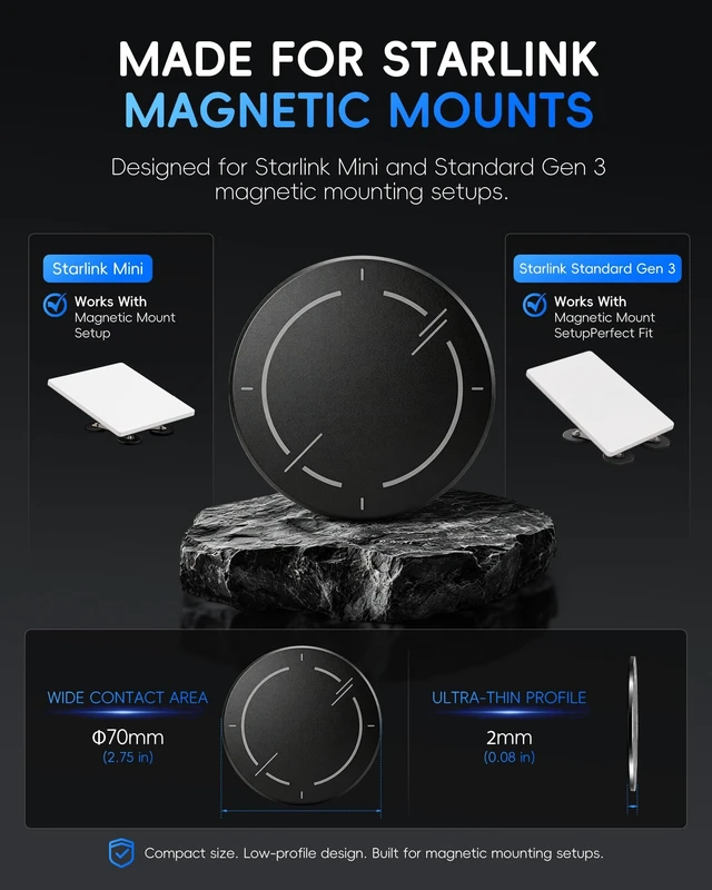 Alt view image 3 of 5 - Starlink Mini/Gen 3 Adhesive Metal Plates for Magnetic Mount, 4-Pack