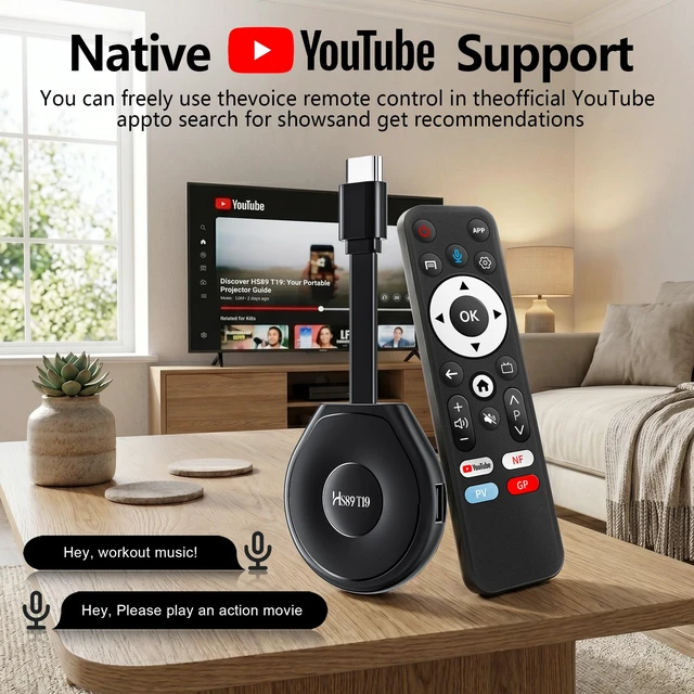 Alt view image 5 of 5 - HS89 T19 Android 14.0 TV Stick,4GB RAM 32GB ROM with RK3539 Dual-Band Wifi6