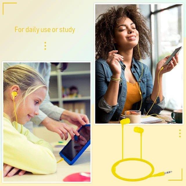 Alt view image 4 of 5 - Macarrie 200 Pack Earbuds Bulk Headphones 3.5 mm Classroom, Yellow