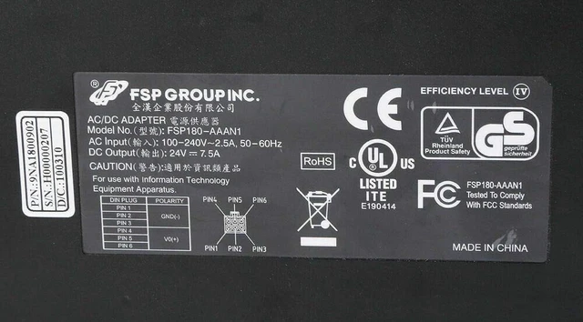 Alt view image 2 of 3 - Tekswamp FSP FSP180-AAAN1 AC Adapter Power Supply 6 Pin 180W 24V 7.5A n/PC