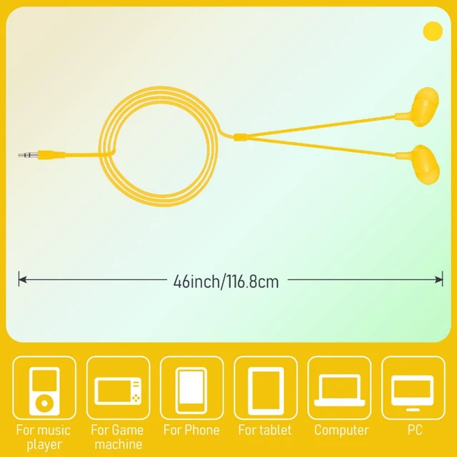 Alt view image 5 of 5 - Macarrie 200 Pack Earbuds Bulk Headphones 3.5 mm Classroom, Yellow