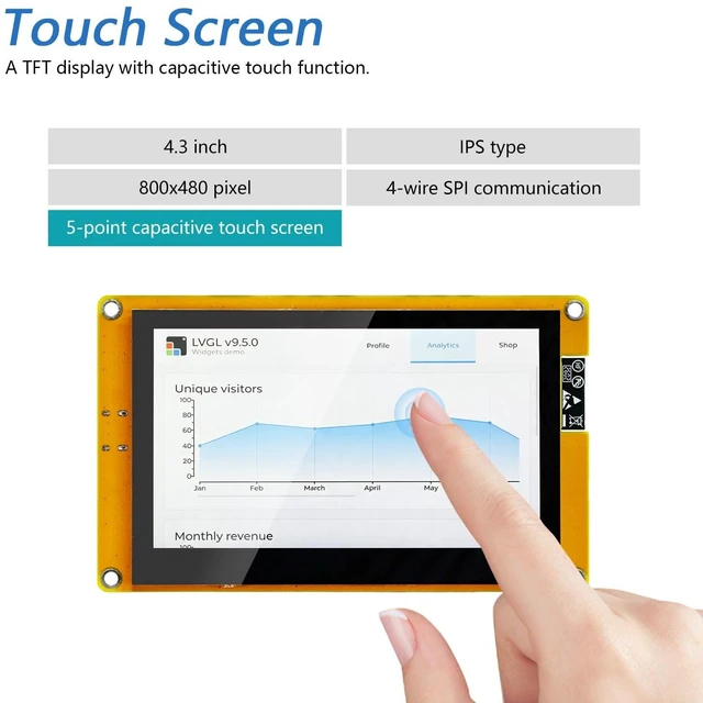 Alt view image 4 of 5 - FREENOVE ESP32 Display ESP32-S3 CYD 4.3" 800x480 IPS Capacitive Touchscreen