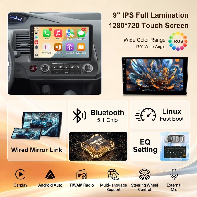Alt view image 3 of 5 - Leadfan Linux Car Stereo for Honda Civic (JBL Version) 2006-2011