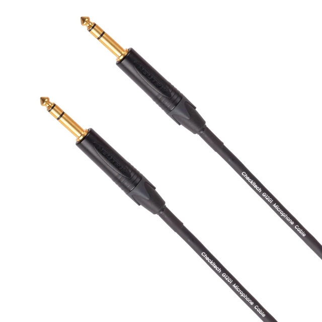 Alt view image 4 of 5 - Checkitech Gratify G1201 Gold TRS-TRS Balanced 1/4-inch TRS Male to 1/4-inch TRS Male Patch Cable. Pofessional Grade, Black. (3 Foot)
