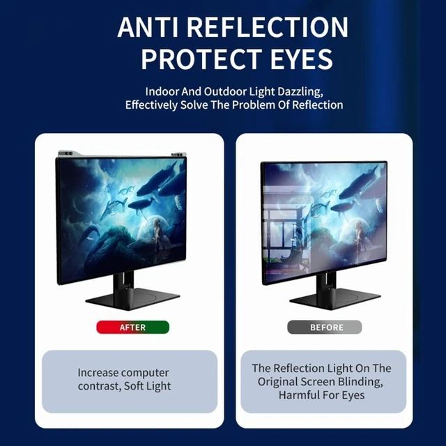 Alt view image 4 of 5 - Docooler Blue Light Blocking Screen Protector Panel for 20-22/23-24/27/28/30-32 Inch Diagonal LED PC Monitor Anti-UV Eye Protection Filter Film - Widescreen Monitor Frame Hanging Type