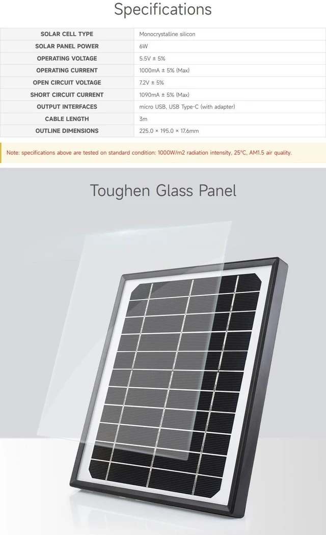 Alt view image 4 of 5 - Waveshare Monocrystalline Silicon Solar Panel (5.5V 6W), Toughened Glass Surface