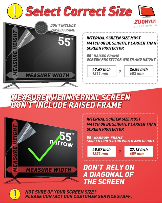 Alt view image 5 of 5 - ZUONYUT 55 Inch TV Screen Film Anti Glare Film for TV,Glare Screen 55 narrow TV Glare Stopper,Blue Light Filter,TV Screen Protector Outdoor TV Glare Shield, Reflection Screen Reduction and Glare