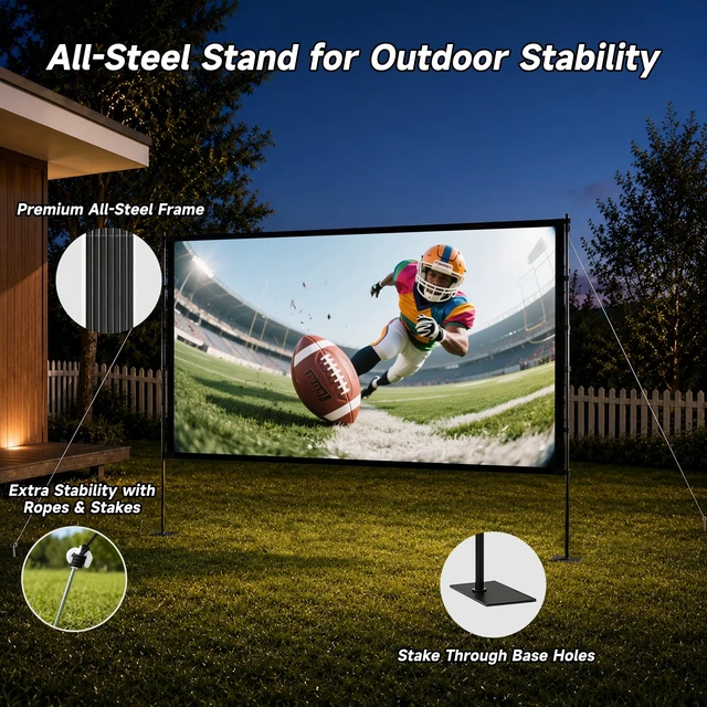 Alt view image 2 of 5 - IN&VI Portable 120 Inch Portable 16:9 Outdoor Projector Screen with Stand