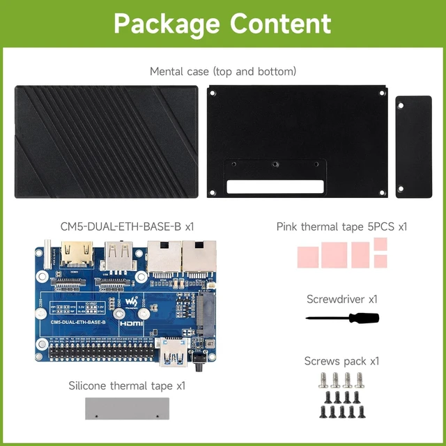 Alt view image 2 of 5 - Waveshare Gigabit / 2.5G Dual Ethernet Mini-Computer (B), Compatible with Pi CM5, Dual RJ45 Ethernet Ports, Supports 4K Display Output and Dual MIPI Interfaces, Onboard 40Pin GPIO Header