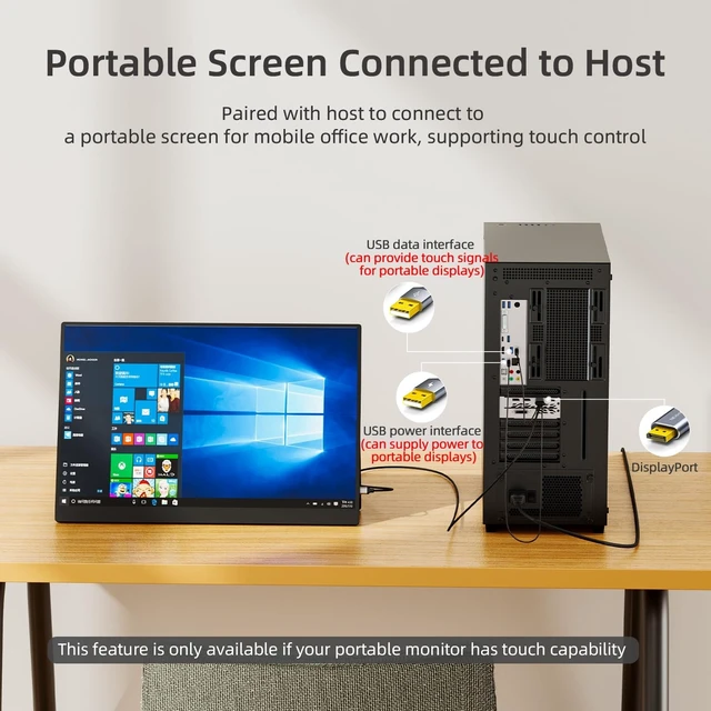 Alt view image 3 of 5 - NEXHYPE DisplayPort to USB-C Cable Data & Power for Portable Displays 9.8FT