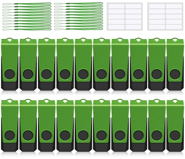 Main image of AGECASH 2GB Flash Drive 20 Pack Zip Drive USB 2.0 Thumb Drive Pack, Green