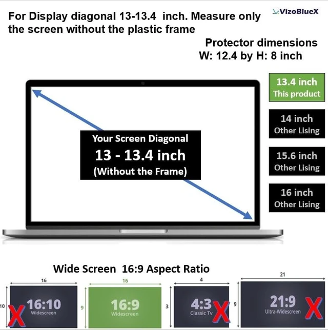 Alt view image 2 of 5 - VizoBlueX - 13-13.4 inch Diagonal Blue Light Blocking Screen Protector Filter. Panel LED PC Laptop Anti-UV Eye Protection Panel Cover - Hanging Type Fits MacBook Neo 13" (W 11.6" X H 7.4")