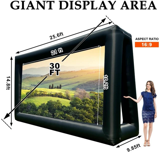 Alt view image 4 of 5 - PPXIA Inflatable Screen Outdoor 30ft with Air Blower, Extra Large Blow Up Projector Screen for Outside Movie Nights Home Theater Backyards Pool BBQ Party Fun, Supports Front and Rear Projection
