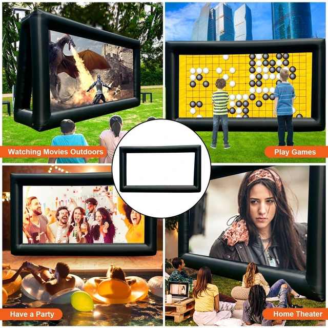 Alt view image 2 of 5 - PPXIA Inflatable Screen Outdoor 30ft with Air Blower, Extra Large Blow Up Projector Screen for Outside Movie Nights Home Theater Backyards Pool BBQ Party Fun, Supports Front and Rear Projection