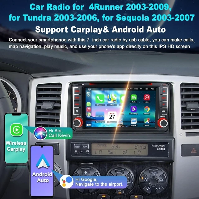 Alt view image 4 of 5 - 7 Inch Car Radio for Toyota 4Runner 2003-2009, for Tundra 2003-2006, for Sequoia 2003-2007, Car Stereo with CD/DVD Player- CarPlay & Android Auto,Bluetooth & FM Radio