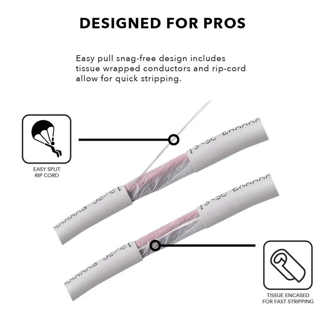 Alt view image 2 of 4 - OSD Audio 16/4 Speaker Wire 16 AWG/Gauge 4 Conductor 250Ft UL List in Wall Direct Burial Graded CL2/CL3 Oxygen Free Copper OFC - White
