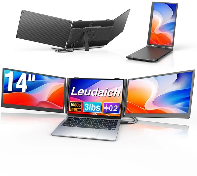 Main image of Leudaich 14'' Laptop Screen Extender, Portable Dual Monitor FHD 1080P IPS, Ultra-Slim Travel Monitor for 13-17" Laptops, Laptop Extender Work with Mac/Windows