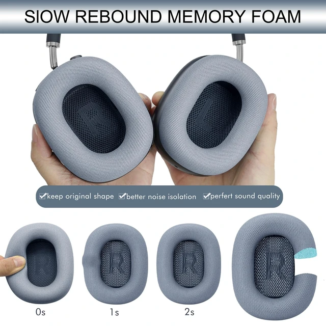 Alt view image 5 of 5 - GEVO Upgraded Ear Cushions Replacement Earpads for AirPods Max 1 & 2 Headphones, Protein Leather Ear Pads Ear Covers Cups with Memory Foam and Magnet for AirPods Max 1 & 2 (Blue)