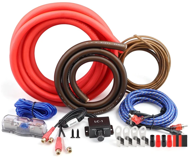 Main image of 0 Gauge Car Audio Amp Wiring Kit 3000W with LC-1 Bass Knob for Car Audio