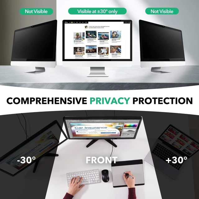 Alt view image 3 of 5 - QOYZINE 23.6 inch Computer Privacy Screen Filter for 16:9 Aspect Ratio Widescreen Monitor,23.6in Curved Computer Monitor Privacy Shield Anti Glare Eye Protection, Anti-Scratch Removable Protector Film