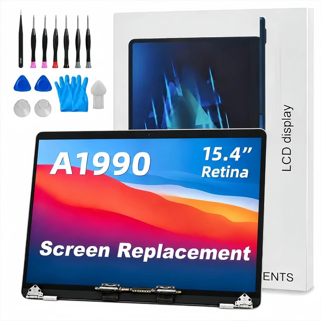 Main image of JYYSCRN A1990 Screen Replacement A1990 LCD for 15 inches MacBook 2018 2019 Year 2560x1600 Replacement LCD Full Assembly for EMC 3215 3359 Silver