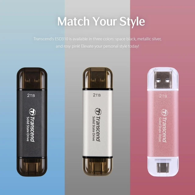Alt view image 4 of 5 - Transcend 512GB ESD310 Dual Portable SSD 1050MB/s USB-A+C, Thumb Drive