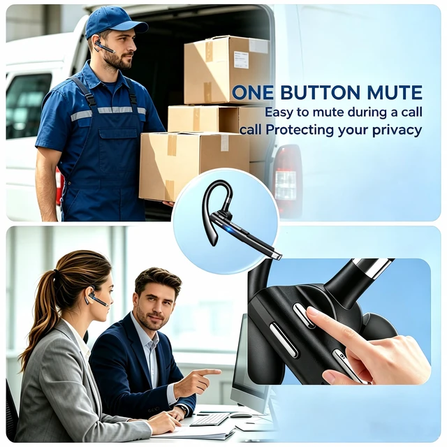 Alt view image 3 of 5 - Bluetooth Headset with Mic for Office Wireless Bluetooth Earpiece for Work
