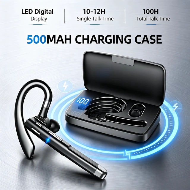 Alt view image 5 of 5 - Bluetooth Headset with Mic for Office Wireless Bluetooth Earpiece for Work