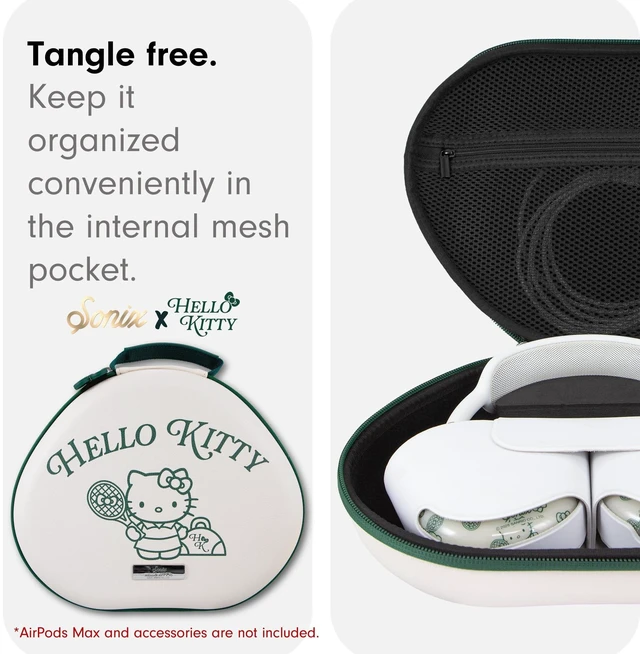 Alt view image 4 of 5 - Sonix x Sanrio Protective Case for Apple AirPods Max Headphones ^^ Travel Carrying Case, Portable Storage Bag, Supports Sleep Mode ^^ Hello Kitty Tennis