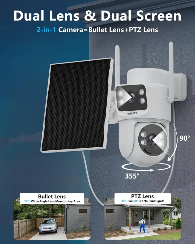 Alt view image 3 of 5 - 4MP Dual Lens Solar Security Camera System Outdoor WiFi Cameras 4Pcs 64G