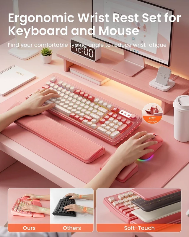 Alt view image 2 of 5 - EWEADN V97 Arc Keyboard and Mouse Combo with Ergonomic Wrist Rest