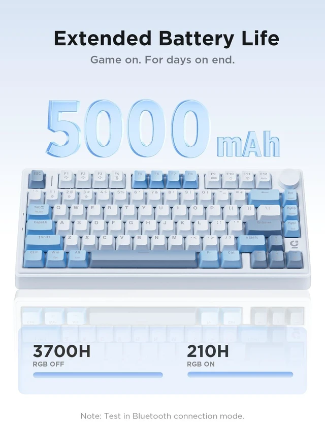 Alt view image 3 of 5 - wegear 75% Compact Mechanical Keyboard with Knob for PC/Mac/Laptop-Blue