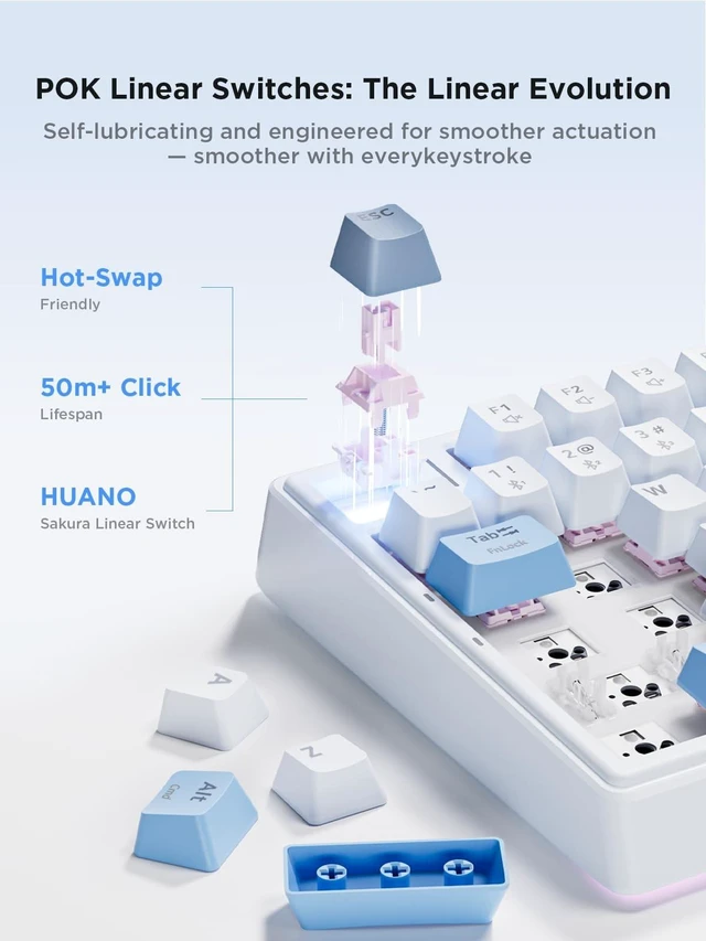 Alt view image 2 of 5 - wegear 75% Compact Mechanical Keyboard with Knob for PC/Mac/Laptop-Blue