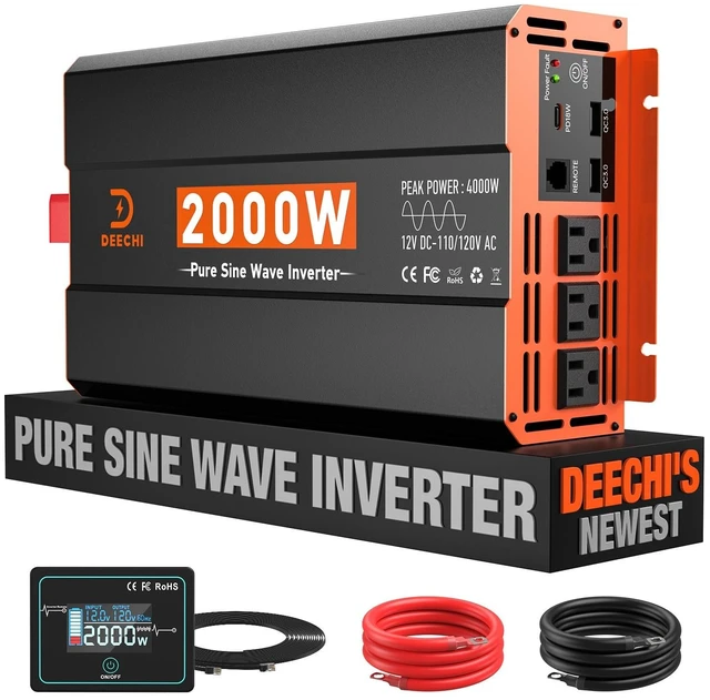 Main image of 2000W Pure Sine Wave Power Inverter 12V DC to 110V/120V AC Car Converter