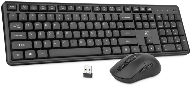 Main image of Wireless Keyboard and Mouse Combo, 2.4G Full-Sized Silent Ergonomic Keyboard and Adjustable 5000 DPI Mouse, Wireless Keyboard Mouse Set for Computer, Laptop, PC, Mac, Windows