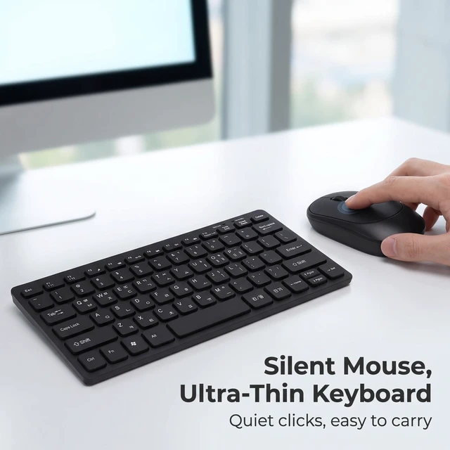 Alt view image 5 of 5 - Gugxiom 2.4GHz Wireless Korean Keyboard and Mouse Combo, Battery Powered