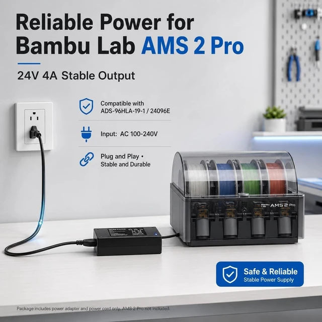 Alt view image 5 of 5 - from haoranli 24V 4A AMS 2 Pro Switching Adapter Power Supply for Bambu Lab AMS 2 Pro Automatic Material System, Compatible with Honor ADS-96HLA-19-1 24096E, 96W AC DC Power Adapter Cord Charger