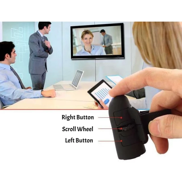 Alt view image 3 of 5 - Mini Finger Mouse,Small Bluetooth Finger Ring Mouse Handheld Pocket Ring Mice Ergonomic Portable Wearable Optical Remote Control Mice for Office Home Gaming Computer Laptop Tablet Smartphone-Black